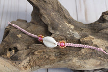 Load image into Gallery viewer, Cowrie Shell w/ Flower Tie Bracelet