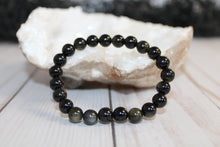 Load image into Gallery viewer, Gold Sheen Obsidian Stretch Bracelet