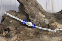 Load image into Gallery viewer, Cowrie Shell w/ Flower Tie Bracelet