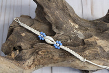 Load image into Gallery viewer, Cowrie Shell w/ Flower Tie Bracelet