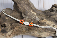 Load image into Gallery viewer, Cowrie Shell w/ Flower Tie Bracelet