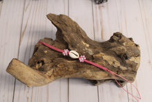 Load image into Gallery viewer, Cowrie Shell w/ Flower Tie Bracelet