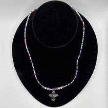 Load image into Gallery viewer, Cross Pendant on Glass Bead Necklace
