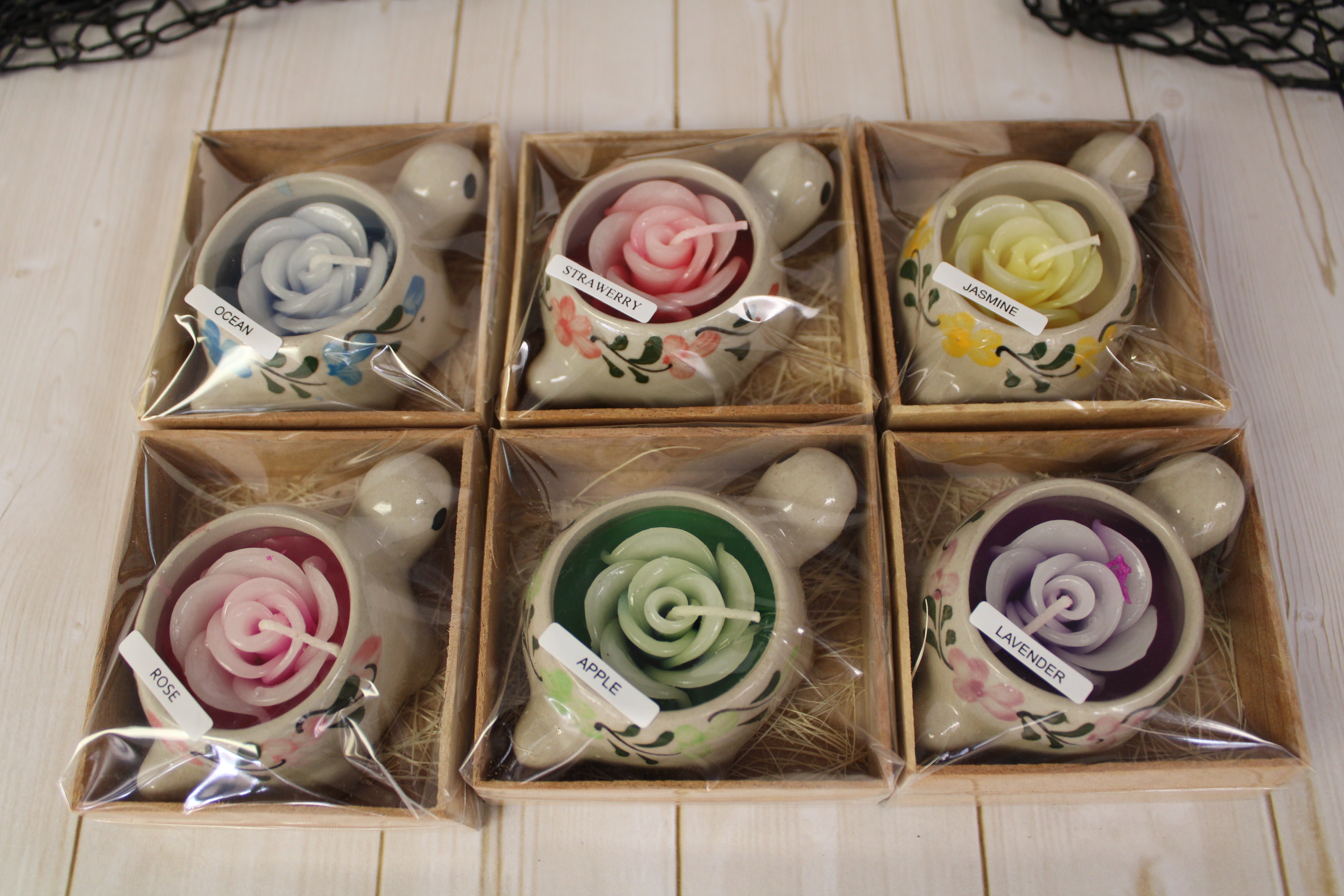 Ceramic Turtle Flower Candle